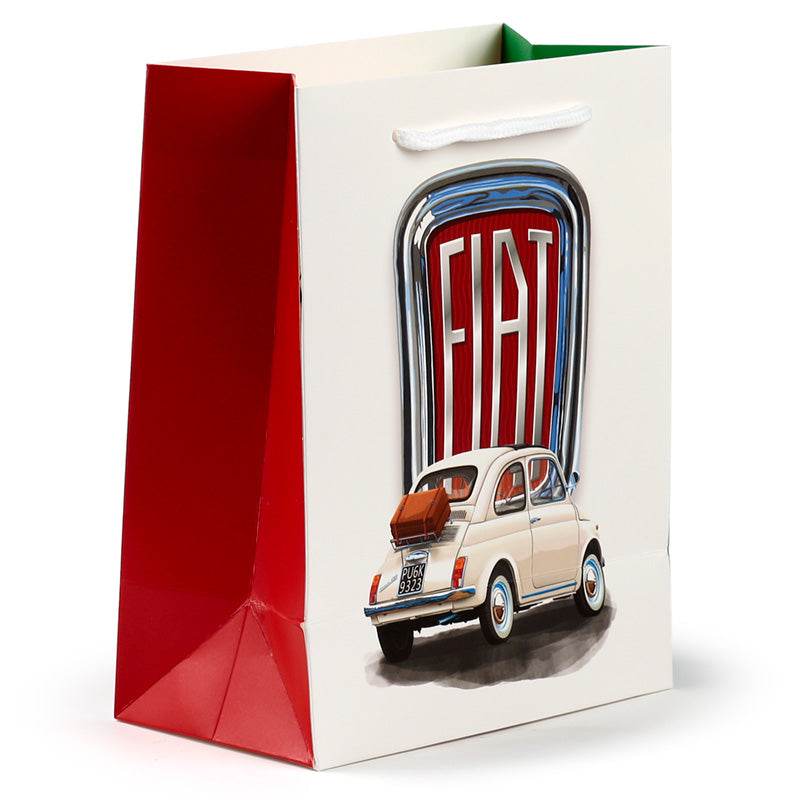 Fiat 500 Retro Red & White Gift Bag Medium - Gift Arch