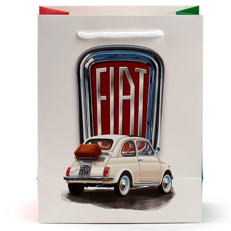 Fiat 500 Retro Red & White Gift Bag Medium - Gift Arch