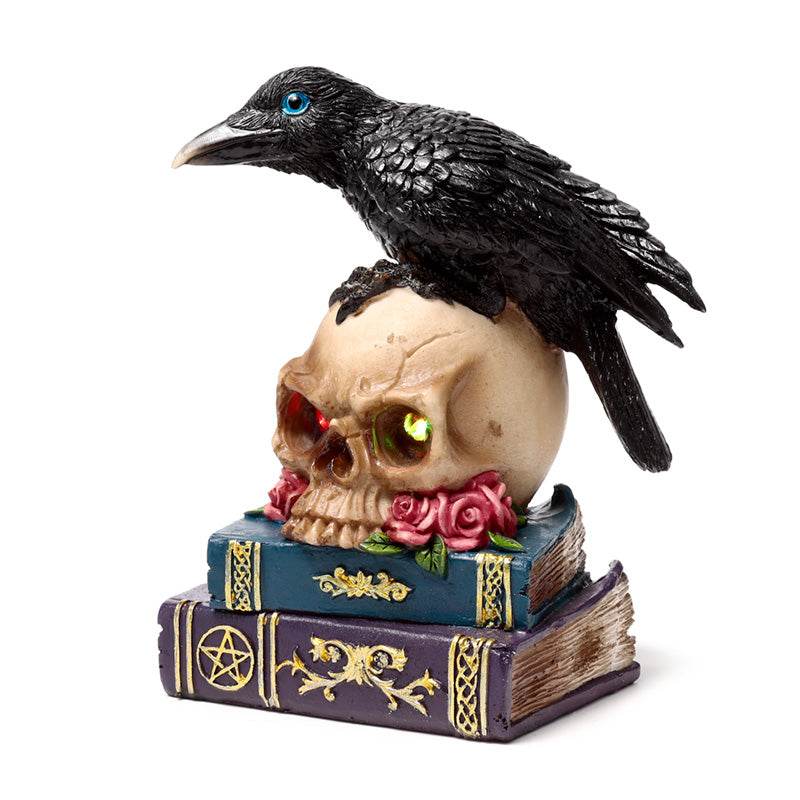 Crow Perched on LED Skull & Books - Gift Arch