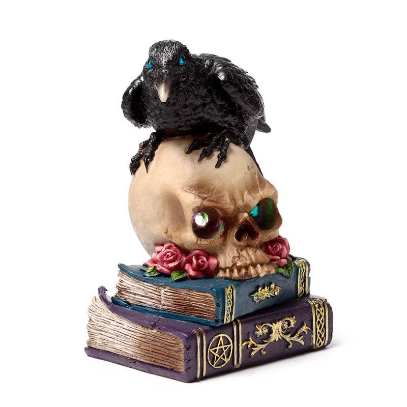 Crow Perched on LED Skull & Books - Gift Arch