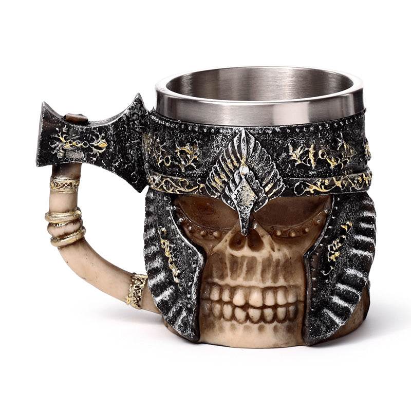 Decorative Axe Handle Armoured Skull Tankard - Gift Arch