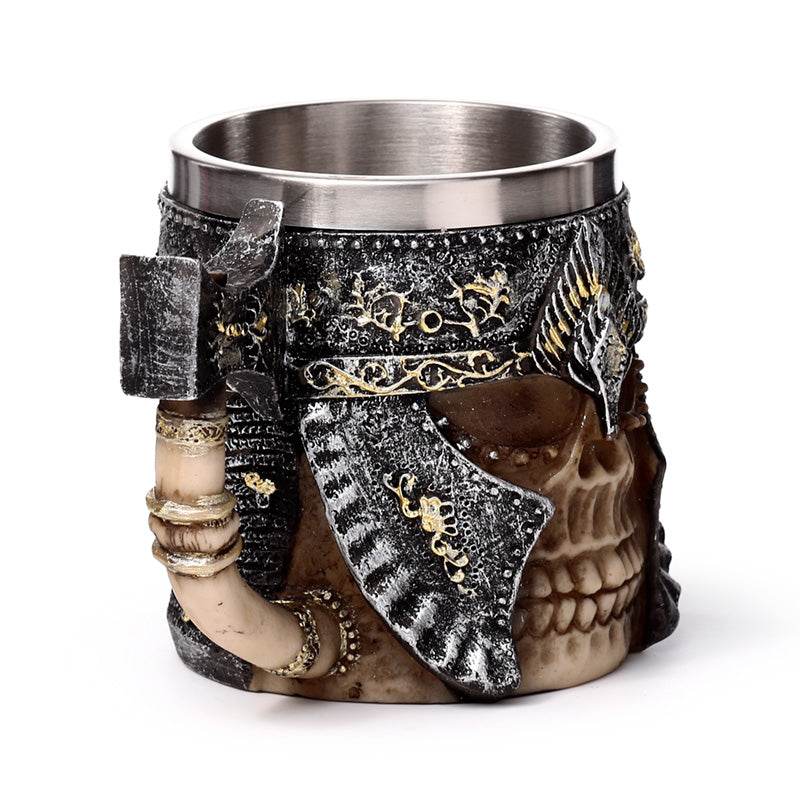 Decorative Axe Handle Armoured Skull Tankard - Gift Arch