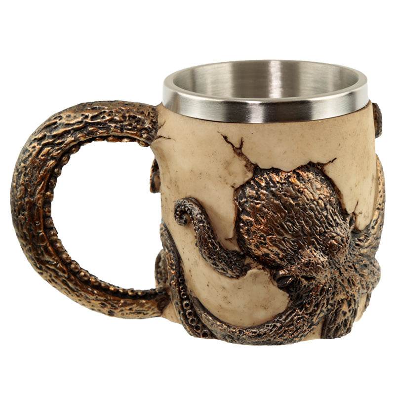Decorative Bronze Octopus Skull Tankard - Gift Arch