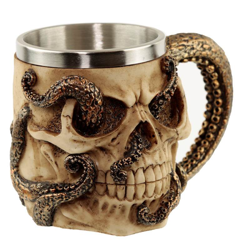 Decorative Bronze Octopus Skull Tankard - Gift Arch
