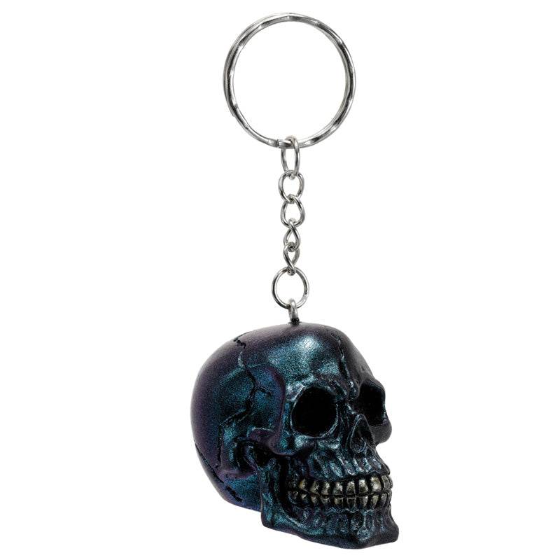 Skulls and Roses Dark Metallic and Gold Skull Keyring - Gift Arch
