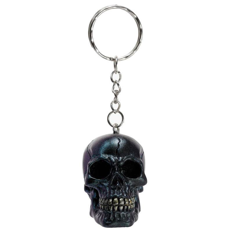 Skulls and Roses Dark Metallic and Gold Skull Keyring - Gift Arch