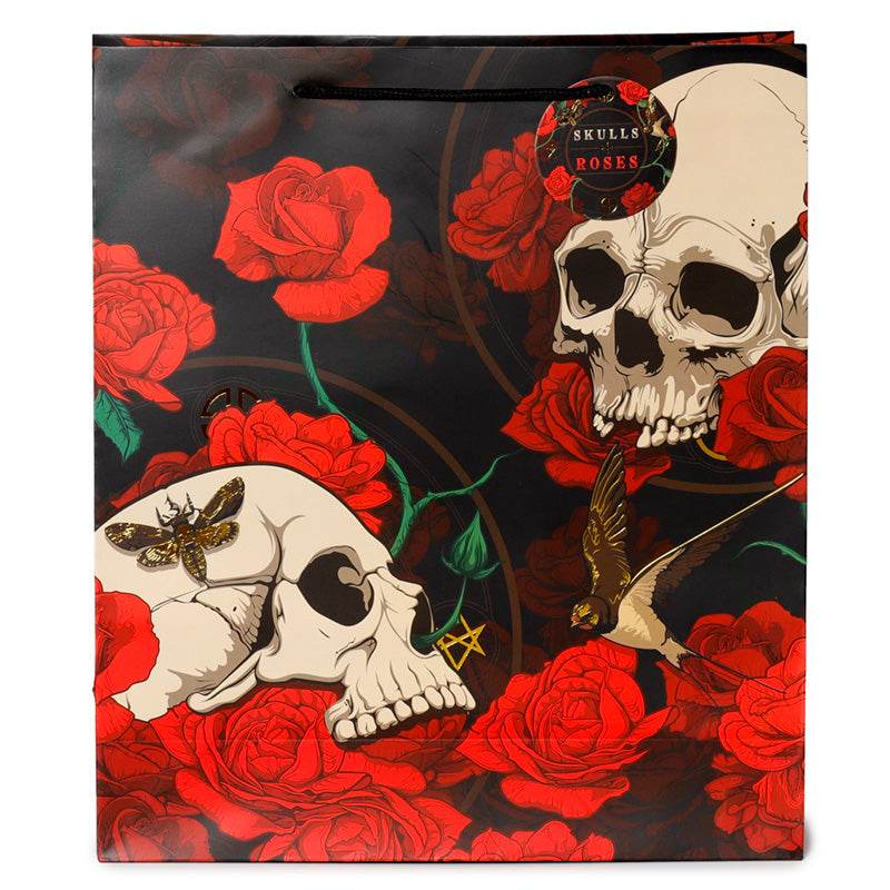 Skulls and Roses Red Roses Gift Bag Extra Large - Gift Arch