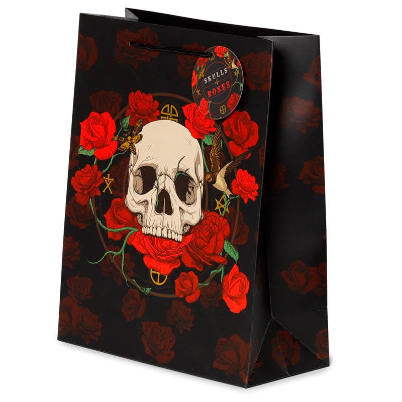 Skulls and Roses Red Roses Gift Bag Large - Gift Arch