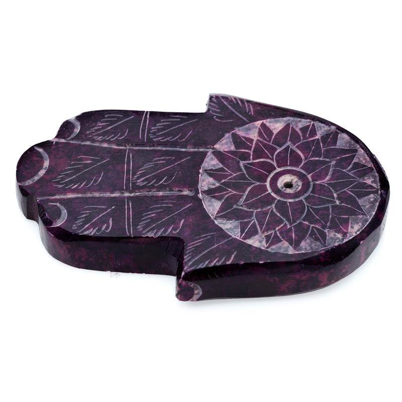 Carved Soapstone Chakra Hand Ashcatcher Incense Stick Burner - Gift Arch