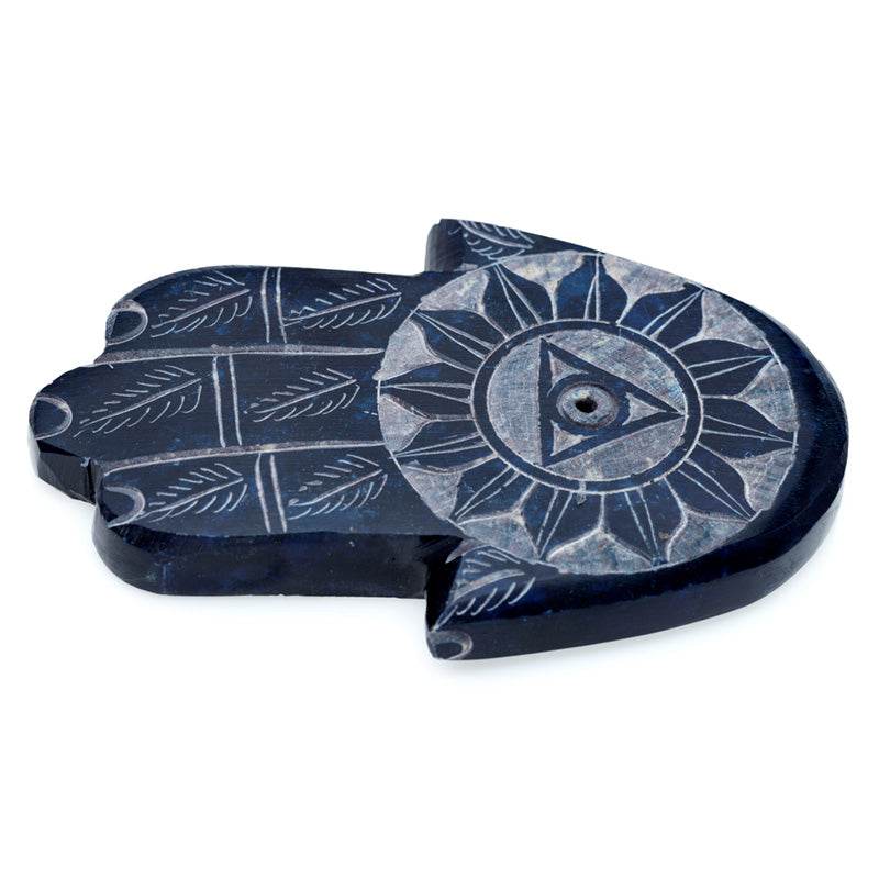 Carved Soapstone Chakra Hand Ashcatcher Incense Stick Burner - Gift Arch