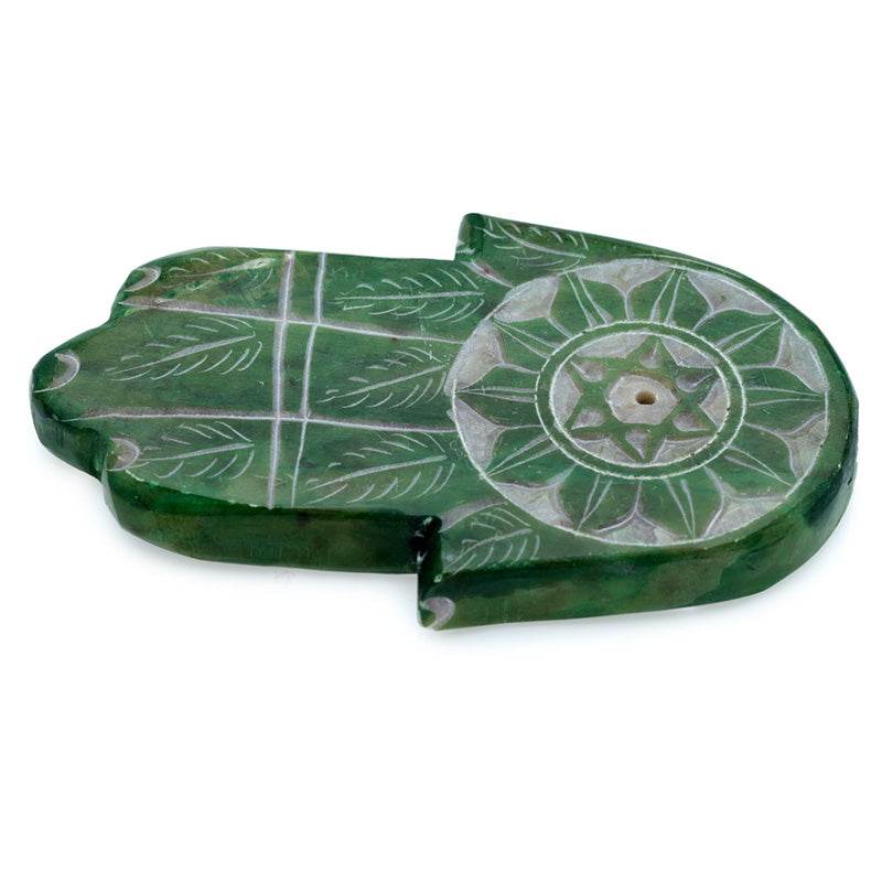 Carved Soapstone Chakra Hand Ashcatcher Incense Stick Burner - Gift Arch
