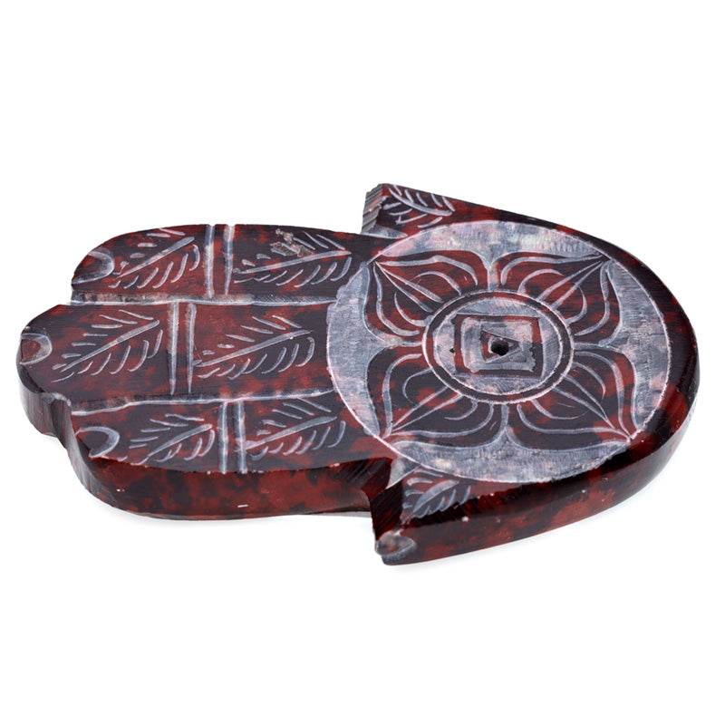 Carved Soapstone Chakra Hand Ashcatcher Incense Stick Burner - Gift Arch