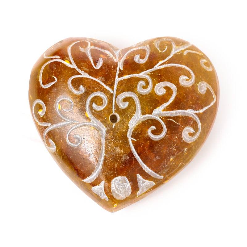 Carved Soapstone Chakra Heart Tree of Life Ashcatcher Incense Stick Burner - Gift Arch