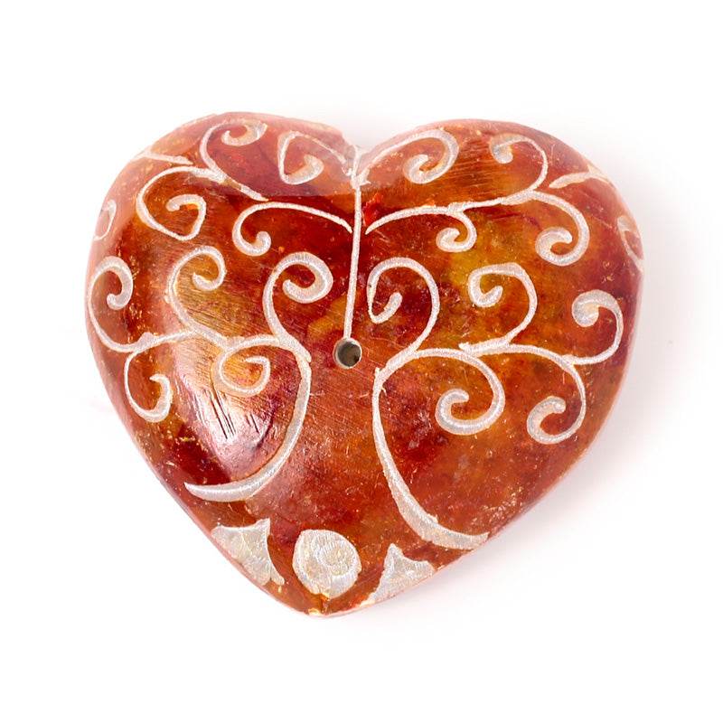 Carved Soapstone Chakra Heart Tree of Life Ashcatcher Incense Stick Burner - Gift Arch