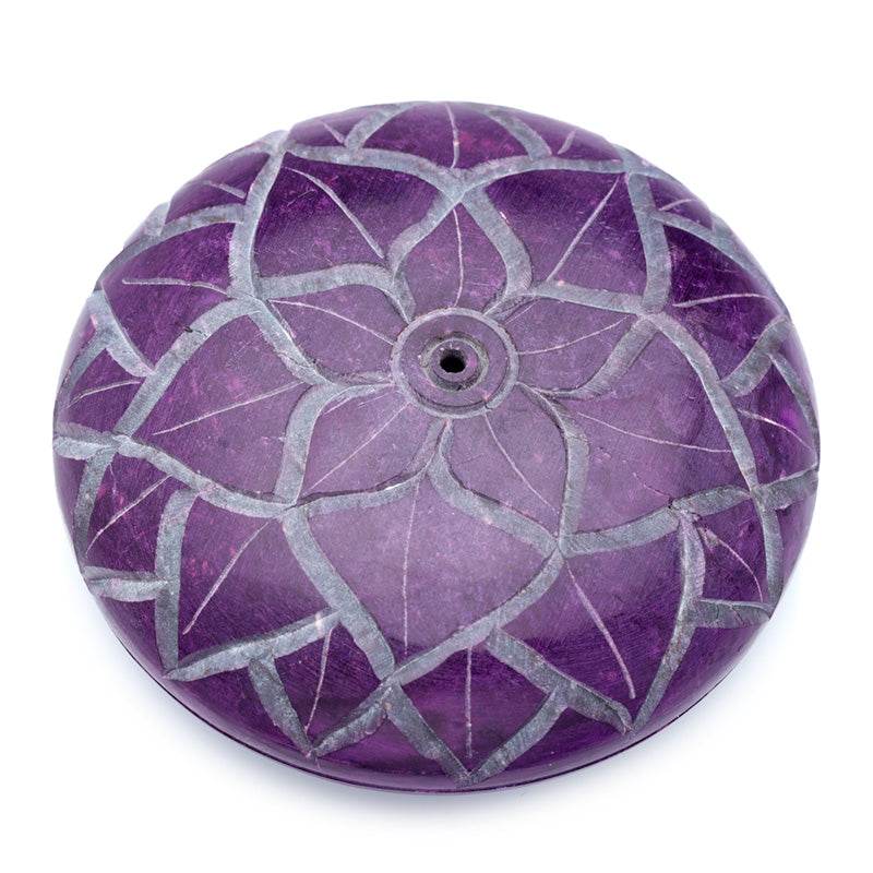 Carved Soapstone Chakra Pebble Ashcatcher Incense Stick Burner - Gift Arch
