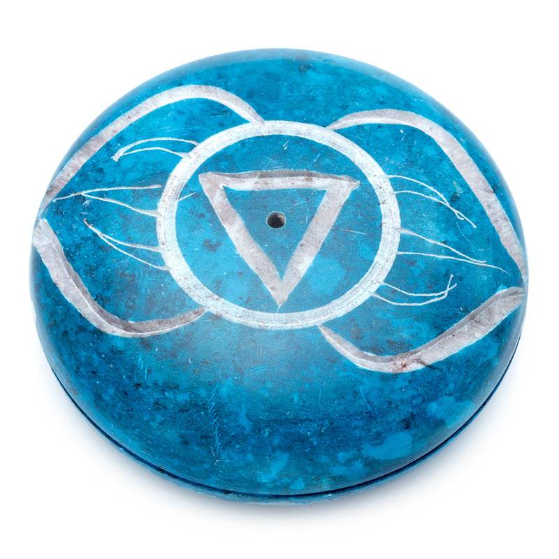 Carved Soapstone Chakra Pebble Ashcatcher Incense Stick Burner - Gift Arch