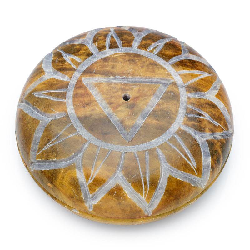 Carved Soapstone Chakra Pebble Ashcatcher Incense Stick Burner - Gift Arch