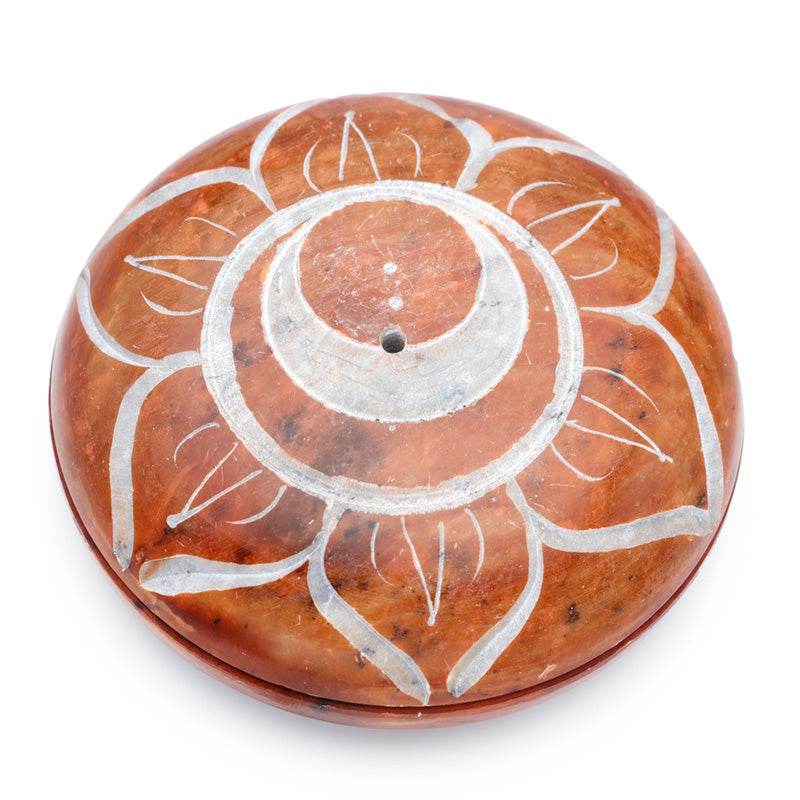 Carved Soapstone Chakra Pebble Ashcatcher Incense Stick Burner - Gift Arch