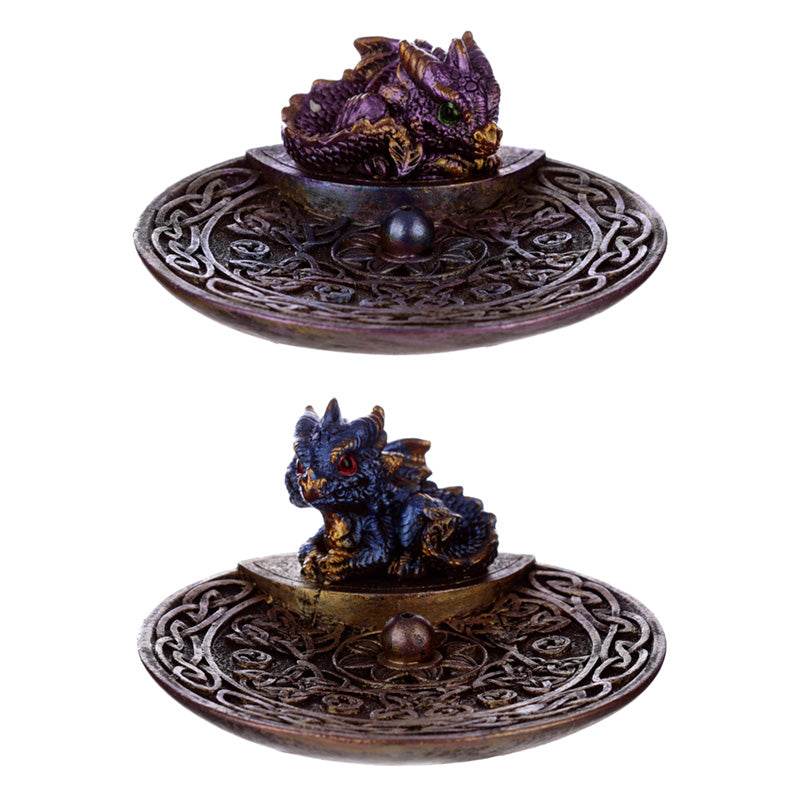 Elements Baby Dragon Celtic Ashcatcher Incense Stick Burner Dish - Gift Arch