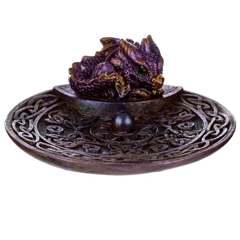 Elements Baby Dragon Celtic Ashcatcher Incense Stick Burner Dish - Gift Arch