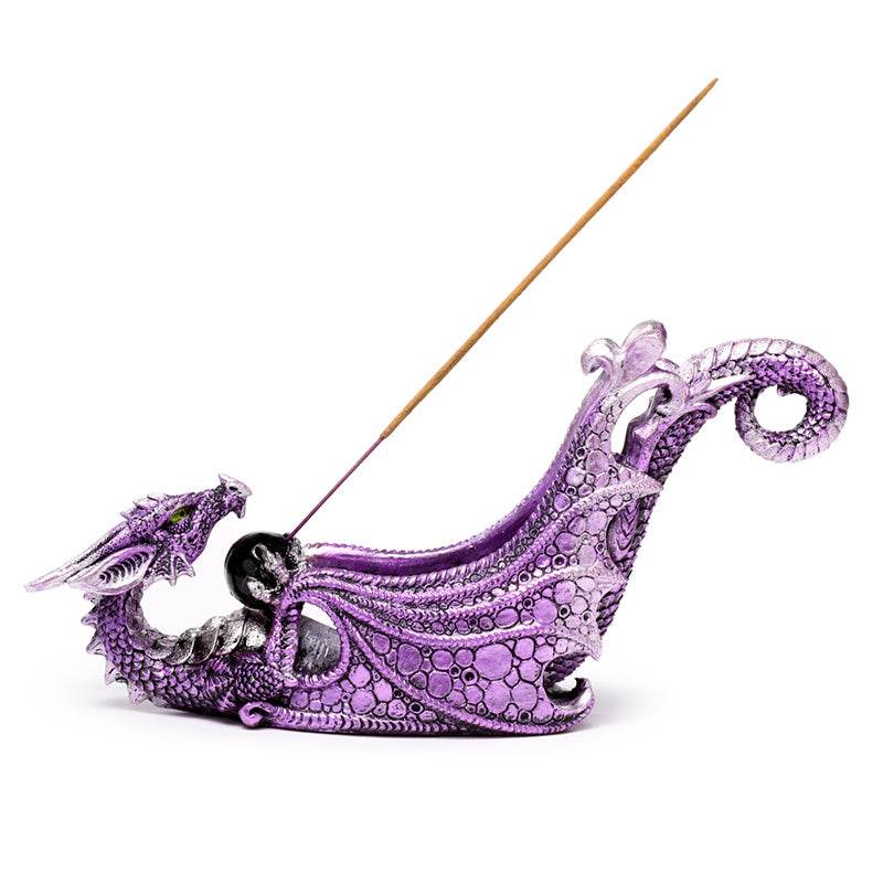 Enchanted Nightmare Crystal Orb Wing Shaped Ashcatcher Incense Stick Burner - Gift Arch