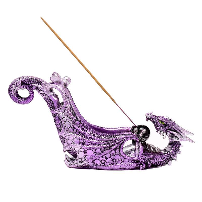 Enchanted Nightmare Crystal Orb Wing Shaped Ashcatcher Incense Stick Burner - Gift Arch