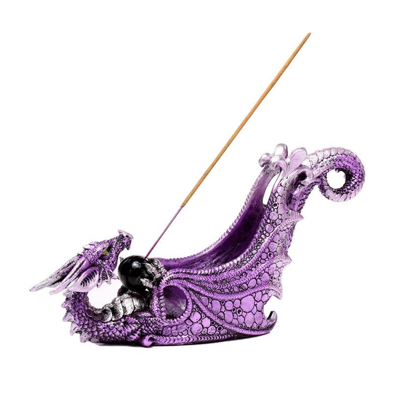 Enchanted Nightmare Crystal Orb Wing Shaped Ashcatcher Incense Stick Burner - Gift Arch