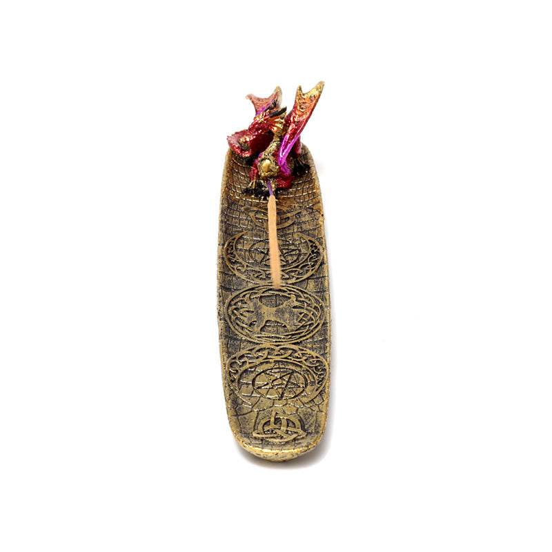 Enchanted Nightmare Mystical Symbols Fire Dragon Ashcatcher Incense Stick Burner - Gift Arch