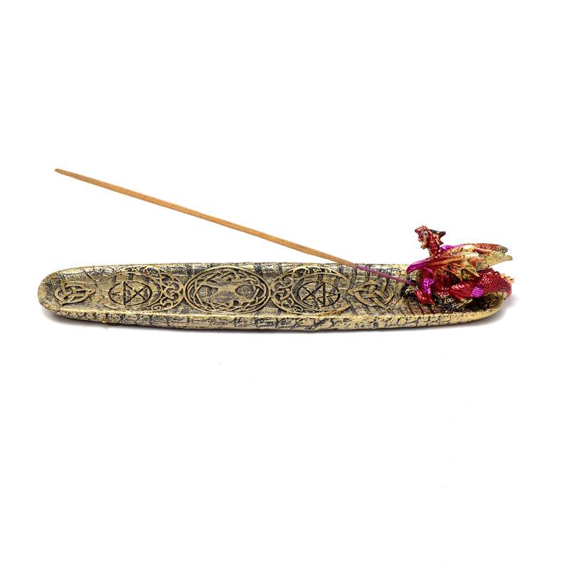 Enchanted Nightmare Mystical Symbols Fire Dragon Ashcatcher Incense Stick Burner - Gift Arch