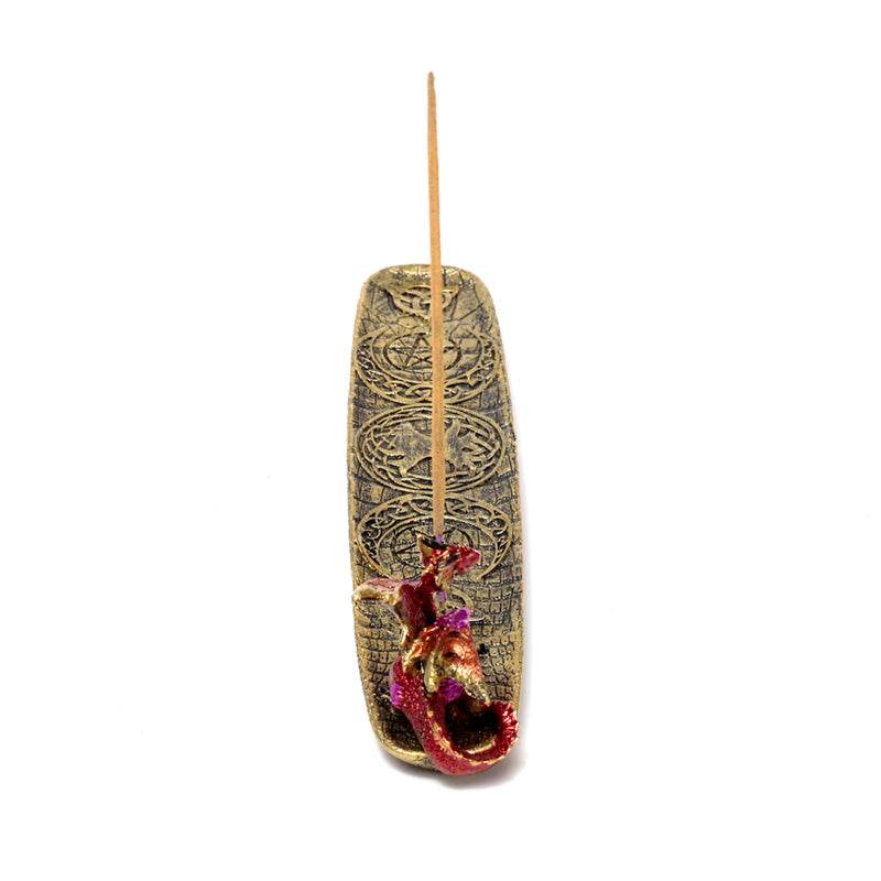Enchanted Nightmare Mystical Symbols Fire Dragon Ashcatcher Incense Stick Burner - Gift Arch