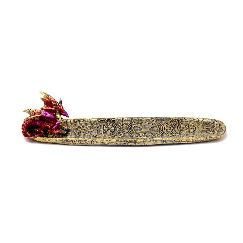 Enchanted Nightmare Mystical Symbols Fire Dragon Ashcatcher Incense Stick Burner - Gift Arch