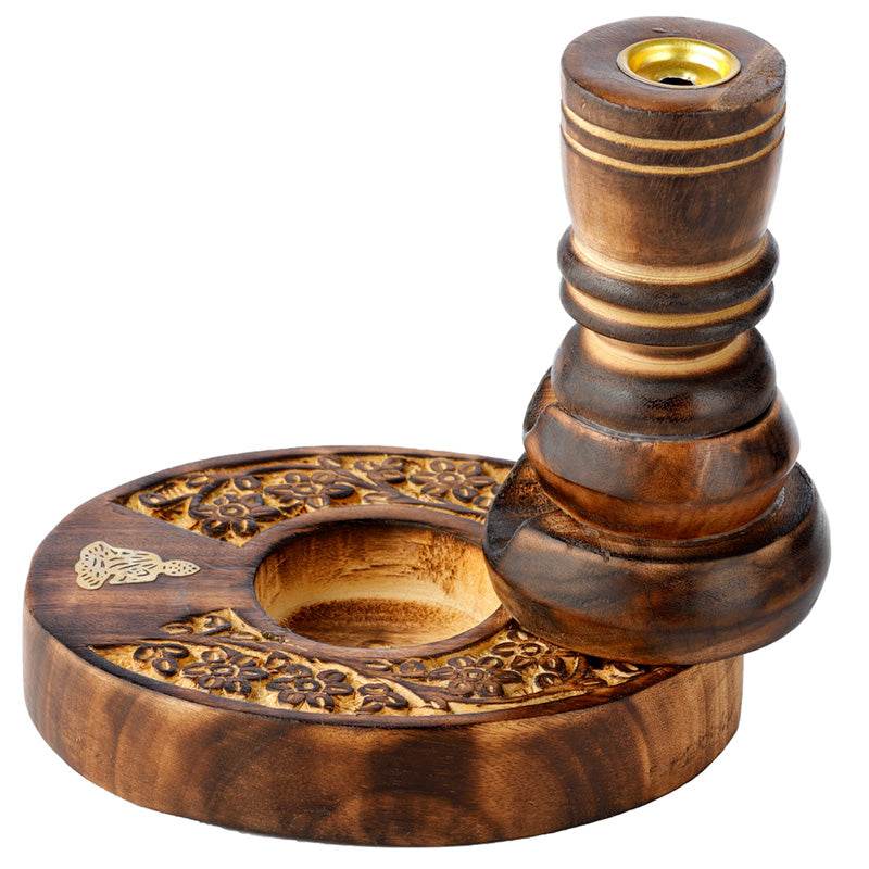 Flower Garden Carved Mango Wood Backflow Incense Burner - Gift Arch