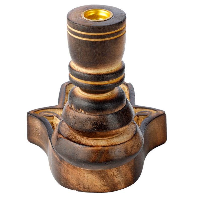 Hamsa Garden Carved Mango Wood Backflow Incense Burner - Gift Arch