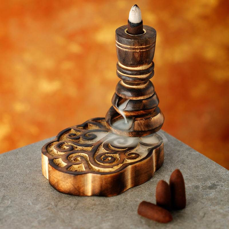 Happy Tree Mango Wood Backflow Incense Burner - Gift Arch