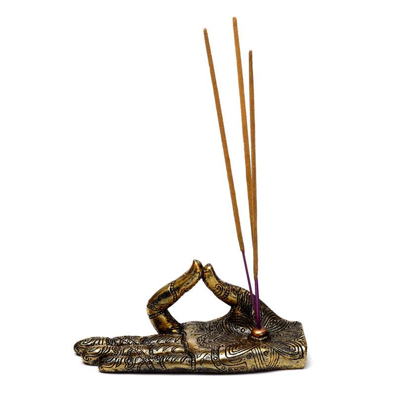 Henna Buddha Hand Ashcatcher Incense Stick Burner - Gift Arch