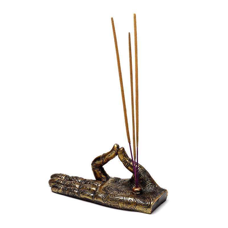 Henna Buddha Hand Ashcatcher Incense Stick Burner - Gift Arch