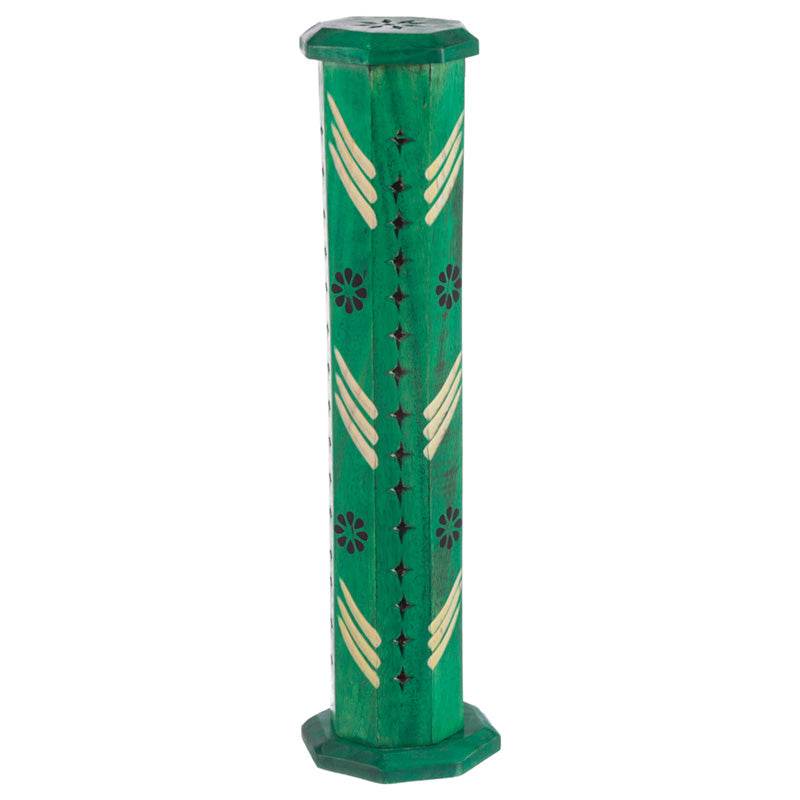 Mango Wood Bold Ashcatcher Incense Tower Burner with Flower Fretwork - Gift Arch