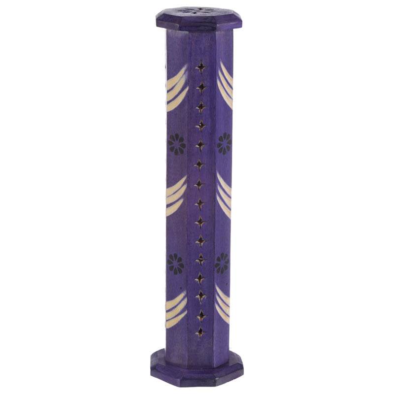 Mango Wood Bold Ashcatcher Incense Tower Burner with Flower Fretwork - Gift Arch