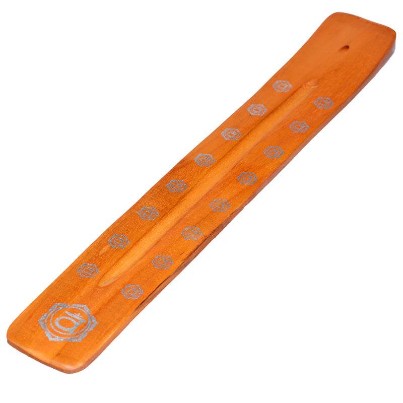 Mango Wood Bold Chakra Ashcatcher Incense Sticks Burner - Gift Arch