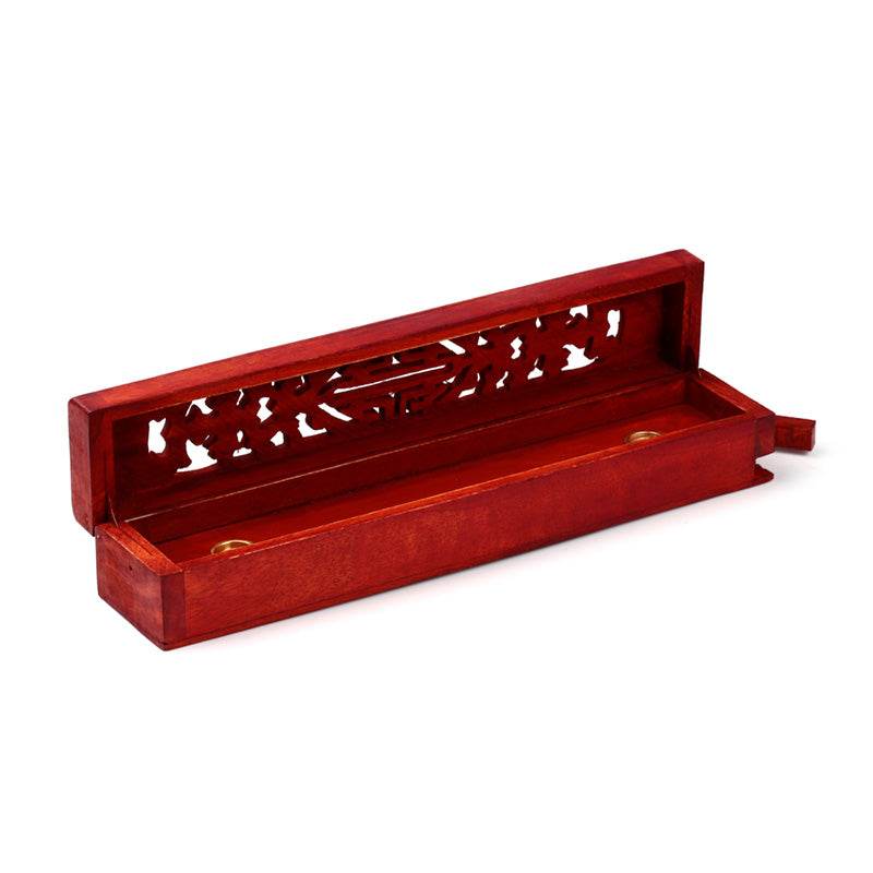Mango Wood Carved Ashcatcher Incense Burner Box - Gift Arch