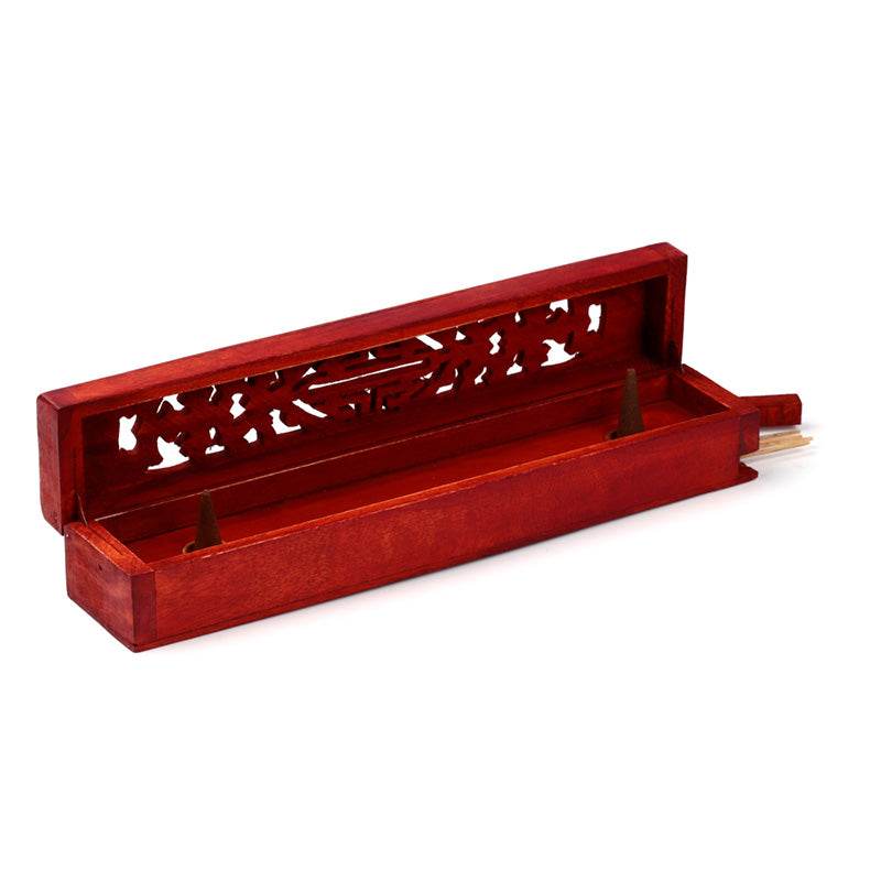 Mango Wood Carved Ashcatcher Incense Burner Box - Gift Arch