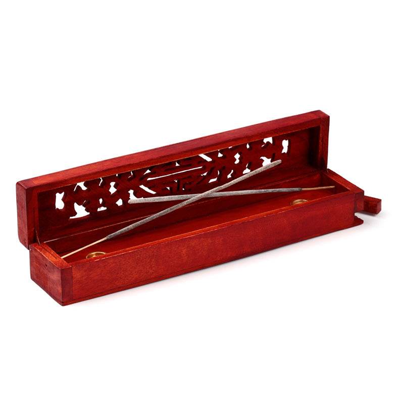 Mango Wood Carved Ashcatcher Incense Burner Box - Gift Arch
