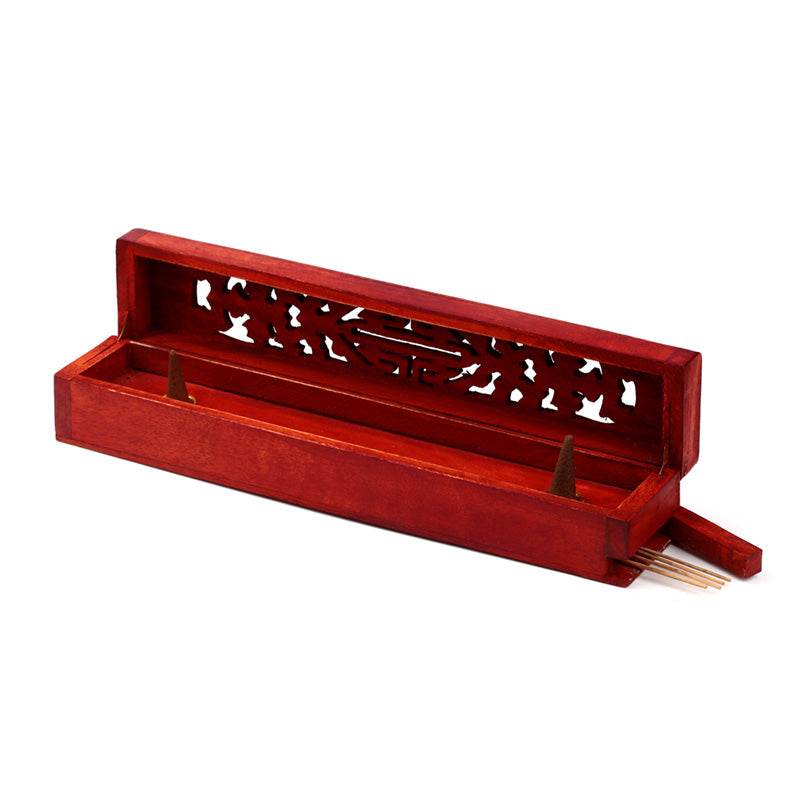 Mango Wood Carved Ashcatcher Incense Burner Box - Gift Arch