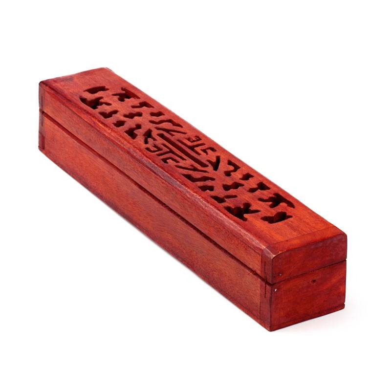 Mango Wood Carved Ashcatcher Incense Burner Box - Gift Arch