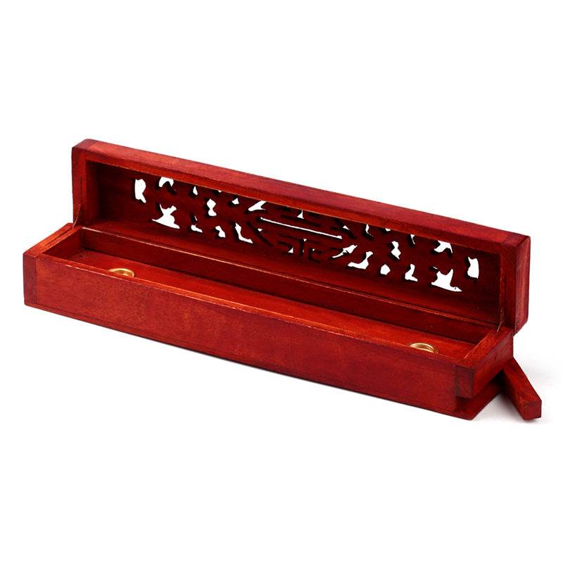 Mango Wood Carved Ashcatcher Incense Burner Box - Gift Arch