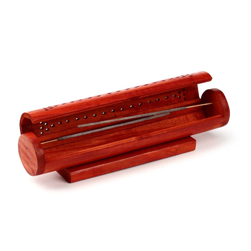 Mango Wood Round Ashcatcher Incense Burner Box - Gift Arch