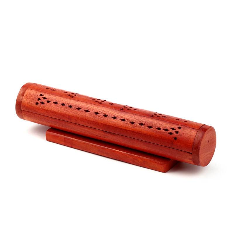Mango Wood Round Ashcatcher Incense Burner Box - Gift Arch