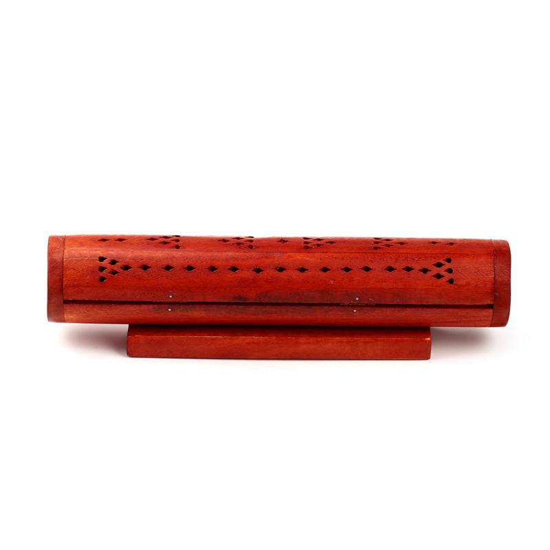 Mango Wood Round Ashcatcher Incense Burner Box - Gift Arch