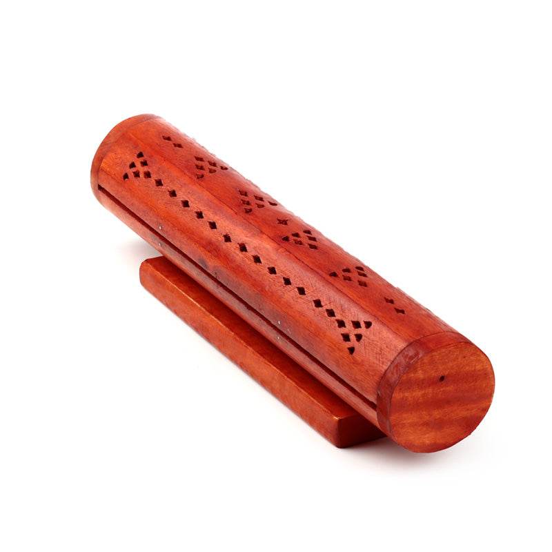 Mango Wood Round Ashcatcher Incense Burner Box - Gift Arch