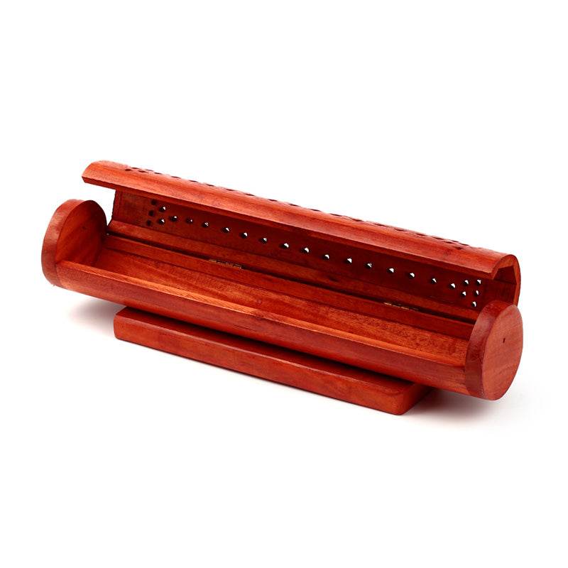 Mango Wood Round Ashcatcher Incense Burner Box - Gift Arch